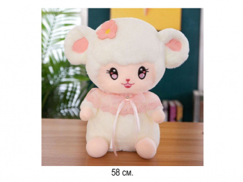 им Барашек арт. 116-811 Белый с цветком на голове 58 см в пак.