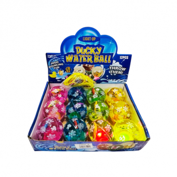 Мяч каучук. арт. 2906-9 Прозрачный в снежинках Рыбки, свет (12 шт.) шоубокс•