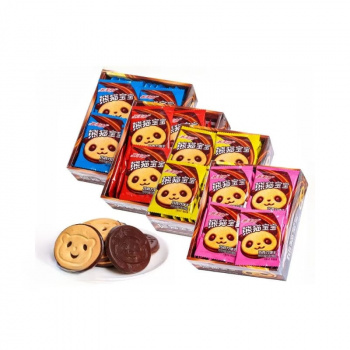 Печенье арт. 860008 Бисквитное с шоколадной глазурью "Панда" вкусы микс 30 шт. в кор.