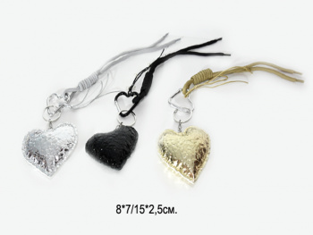 Брелок-подвеска арт. 4281-2-209 Сердце мягкое 7 см цвета микс 1 шт в пак. (12 шт.)