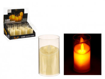 Свеча Новогодняя арт. JYB690835-502 "Огонек" прозрач. высокий стакан 5,5*10 см (12 шт.) в кор.