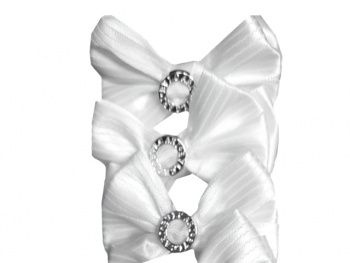 Бант арт. W01-2-709 Белый полоска продольная с круглым центром на резинке (24 шт.) на листе