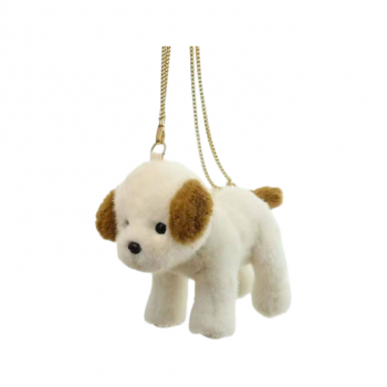 им Сумка арт. 209430 На цепочке Собака белая с коричневыми ушами 20 см в пак.