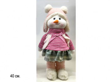 им Снеговик арт. X88AB-2-601 Девочка в полосатом свитере 40 см в пак.