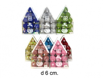 Шары арт. WL6012-2 Набор 12 шт. d-6 см в кор. цвета микс