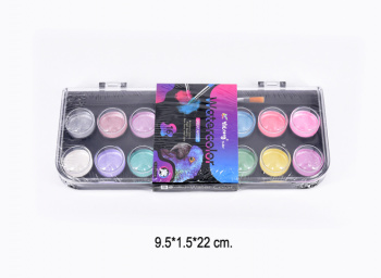 кц_Краски акварельные арт. YL222212-16 Набор 16 цветов металлик с кистью в пластиковой подложке