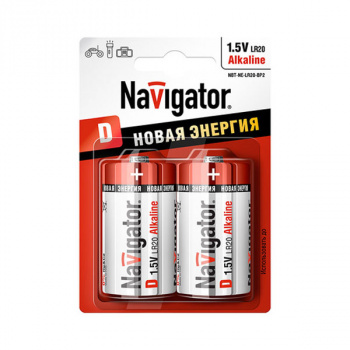 кв_Батарейка Navigator Новая Энергия LR20/D BL2 (24/288) [NBT-NE-LR20-BP2] 165982