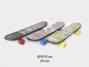 Скейт арт. 27691E" пластик, колеса PU свет, крепление аллюминий, 68*15см /10шт//бл./