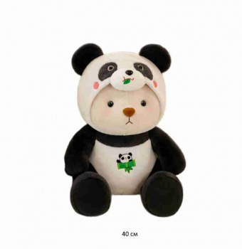 им Медведь арт. YE25213-1 Белый в костюме панды с рисунком на животе 45 см в пак.)