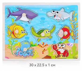 Деревянная игрушка арт. 1902-18 Морские обитатели в пленке.) Деревянная игрушка арт. 1902-18 Морские обитатели в пленке.)