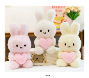 им Зайка арт. YE250914-4 С розовым сердцем в лапках 28 см цвета микс в пак.)