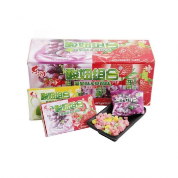 Конфета арт. 840711-1/840704-1 Жевательная кислая "2 вкуса: виноград+клубника" 14 г 20 шт в кор.'*#,