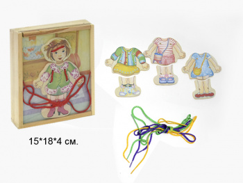 Деревянная игрушка арт. 93-19 Шнуровка "Девочка" в пленке_