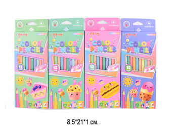 кц_Карандаши цветные арт. YL201026-12 Набор 12 цветов "Вкусняшки" в кор.