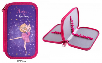 кс_Пенал арт. 270885 ЮНЛАНДИЯ 2 отделения ламинированный картон 19х11 см "Dancing girl"