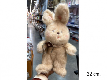 им Зайка арт. 209033 С вязаным цветком на шее 32 см. в пак.