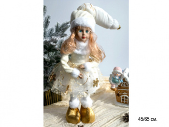 им Кукла арт. JL09-601 Девочка в белом костюме и колпаке 45/65 см в пак.
