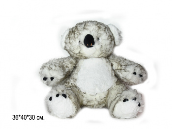 им Коала арт. 209249 Пестрая с коричневым с черным носом и когтями 40*36 см в пак.