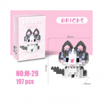 Конструктор арт. M-29-805 Микро Кошка серо-белая 197 дет. в розовой кор.|