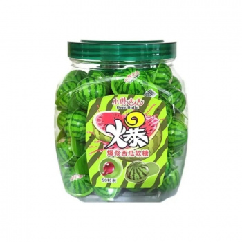 Конфета арт. 425011 Жевательная с жидким центром "Арбуз" 18 г 50 шт. в банке#