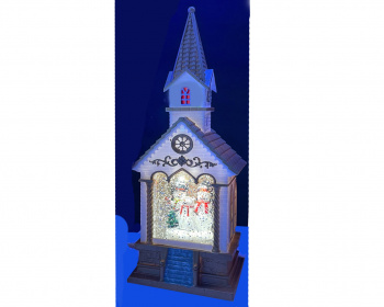 Фонарь Новогодний арт. 91811-2-601 "Снеговики" свет 29 см в кор.