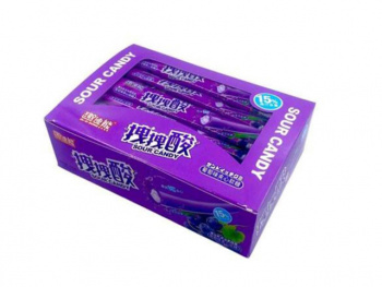 Конфета арт. 872094/872087-2 Жевательная Трубочка-тянучка с начинкой Виноград 15 г 30 шт. в кор.