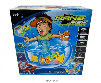 Рыбалка арт. JH6611 Набор "Аквариум" с рыбкой на бат. в кор.•