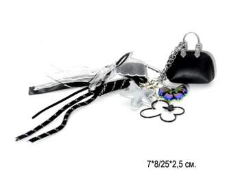 Брелок-подвеска арт. 209517 Сумка с бантом и звездой 7*8 см в пак.