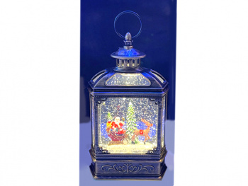 Фонарь Новогодний арт. 9181-9-2-601 "Дед Мороз в санях" свет 23 см в кор.