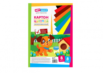 кв_Картон цветной арт. Нкн8-8_28648 ArtSpace А4 8л. 8цв. немелован. в пак. "Собачка" кв_Картон цветной арт. Нкн8-8_28648 ArtSpace А4 8л. 8цв. немелован. в пак. "Собачка"