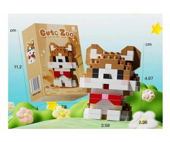 Конструктор арт. M99-805 Микро Собака коричневая с галстуком-бабочкой 127 дет. в кор.