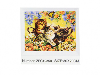 Алмазная мозаика арт. ZFC12350 Котята в корзине 30*20 полная выкладка на подрамнике Алмазная мозаика арт. ZFC12350 Котята в корзине 30*20 полная выкладка на подрамнике