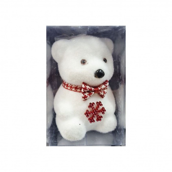Игрушка-подвеска арт. 803005 Медведь в красном галстуке-бабочке свет. на бат. 14 см в прозр.кор.