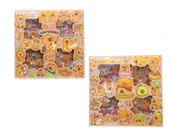 Наклейки арт. SZ332-209 "Капибара" 100 листов в ассортименте в кор.