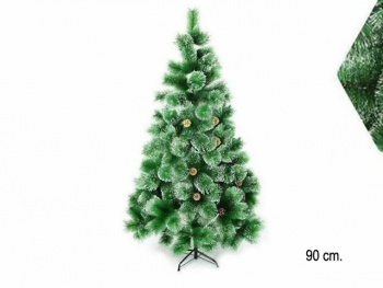 Елка 90 см арт. 2034-601-90 Зеленая пушистая №15 со снегом, шишками в кор.