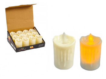 Свеча Новогодняя арт. JYB690839-502 "Огонек" белый матовый 5*8 см (12 шт.) в кор.