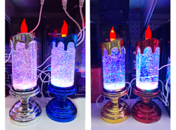 Свеча Новогодняя арт. 7047-4-502 "Огонек" 4 цвета на батар., USB 23 см в кор.