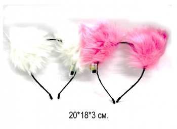 Ободок арт. M1023 "Ушки" мех. свет, цвета микс (10 шт.) упаковка_/72 шт./