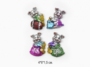 Магнит свинка керам. арт. 8049 Цв. на бочке в пак.°