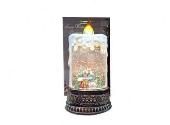 Фонарь Новогодний арт. 23016F-502 "Праздник у порога" свет, музыка, на бат., USB 25 см в кор.