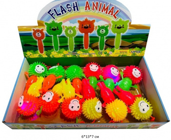 Мяч Антистресс арт. DYT-28/2210-3-26 Обезьяна цвета микс свет на резинке (12 шт.) шоубокс•=