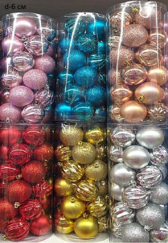 Шары арт. WL6024-601 Набор 24 шт. d-6 см в тубе цвета микс