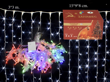 Гирлянда электр. арт. 311-33-501 Штора цветная 3х3 м в кор. Гирлянда электр. арт. 311-33-501 Штора цветная 3х3 м в кор.