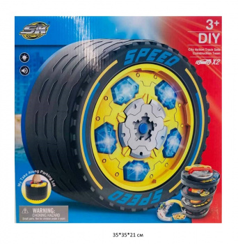 Парковка арт. SK-571GA "Колесо" трансформер свет, звук, спиральн. съезд в кор.~