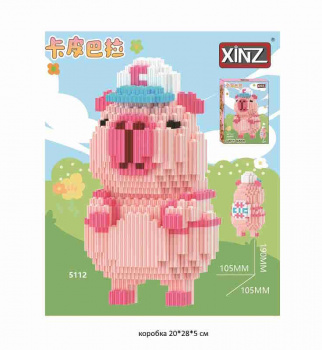 Конструктор арт. 5112-805 Микро Капибара-турист розовая 1526 дет. в кор.