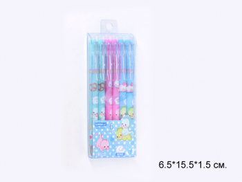 кц_Ручка шариковая арт. WB-5659 Набор 6 шт. Автомат синяя 0,5 мм Динозаврики в прозр.кор.