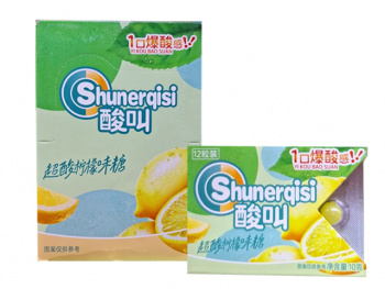 Конфета арт. 112925/112864 Суперкислая "Лимон" 10 г на листе 30 шт. в кор.*