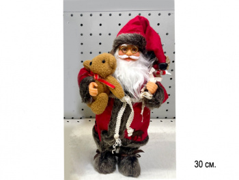 Дед Мороз арт. S1000-12-601 В красной шубке с игрушкой 30 см в пак.